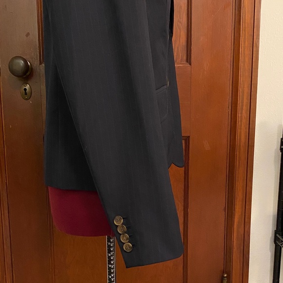 J. Crew Dark Navy Pinstripe Women's Blazer with Button Detail - Picture 5 of 7